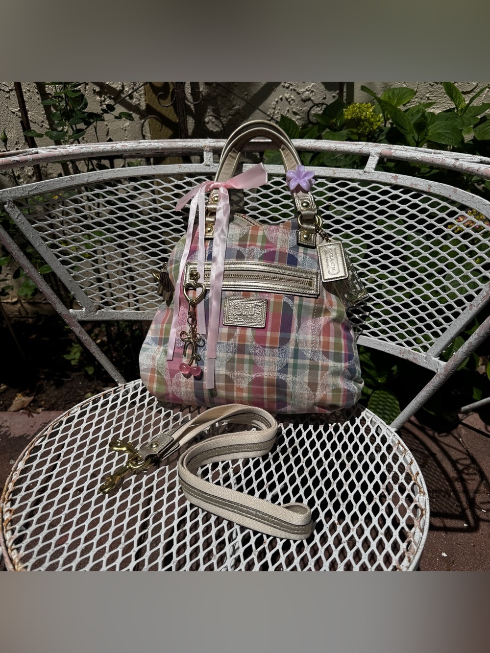 Coach Poppy Multicolor Plaid Convertible Bag